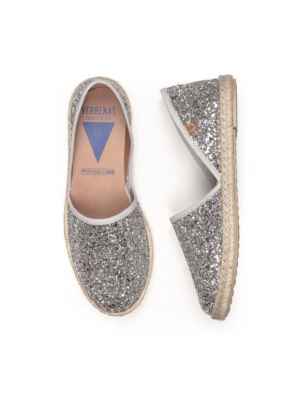 Verbenas mujer alpargatas planas Carmen glitter plata for wholesale on Faire1