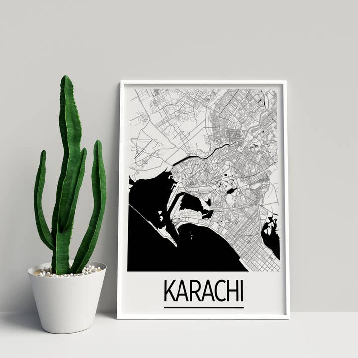 8 ”x 10" Karachi karttryck - Art déco-stil för wholesale av ILIKEMAPS