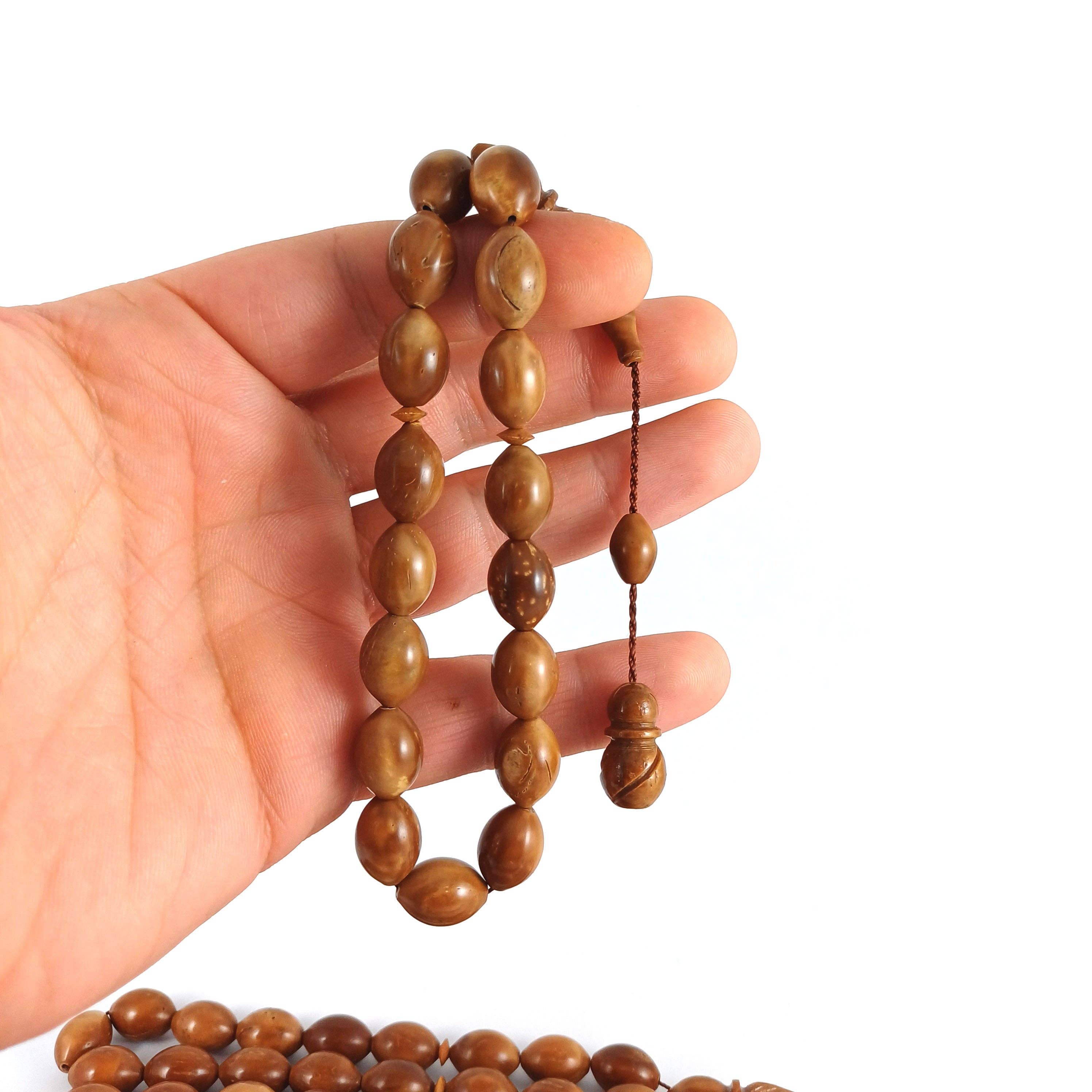 Aladdin - Wholesale Prayer Beads Necklace - Selderesi | Efe Size (Small Size) Natural Kuka Wood Tasbih1