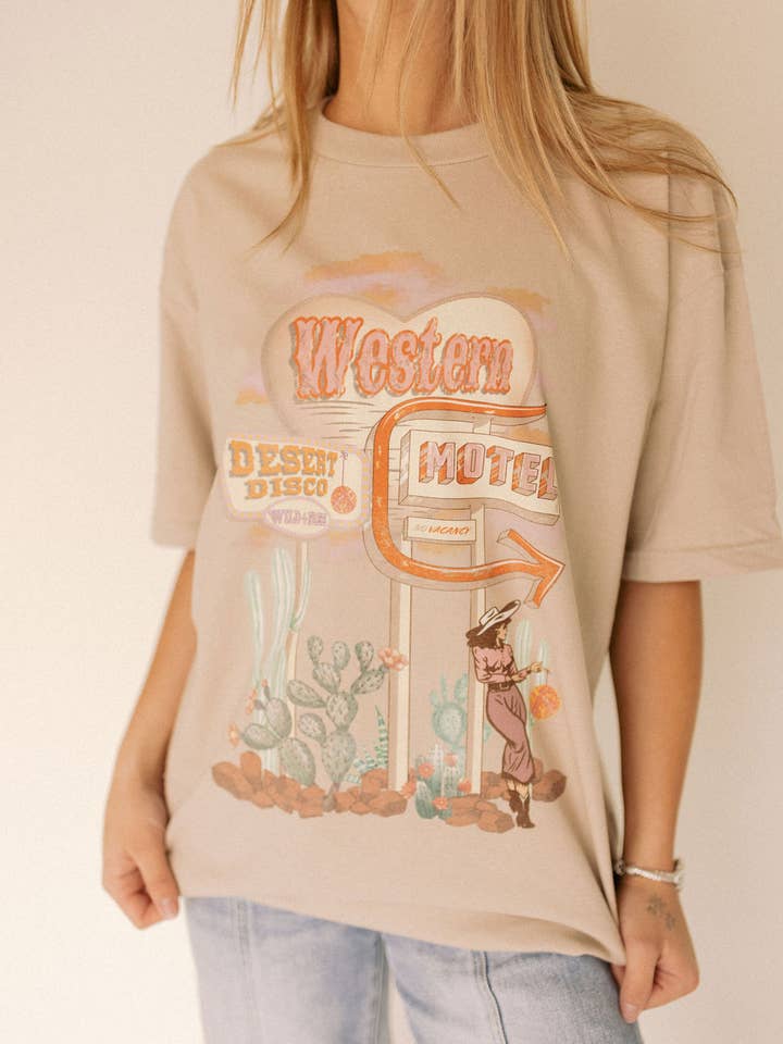 Western Motel Graphic Tee for wholesale by Whitney | Chaudoin Creations