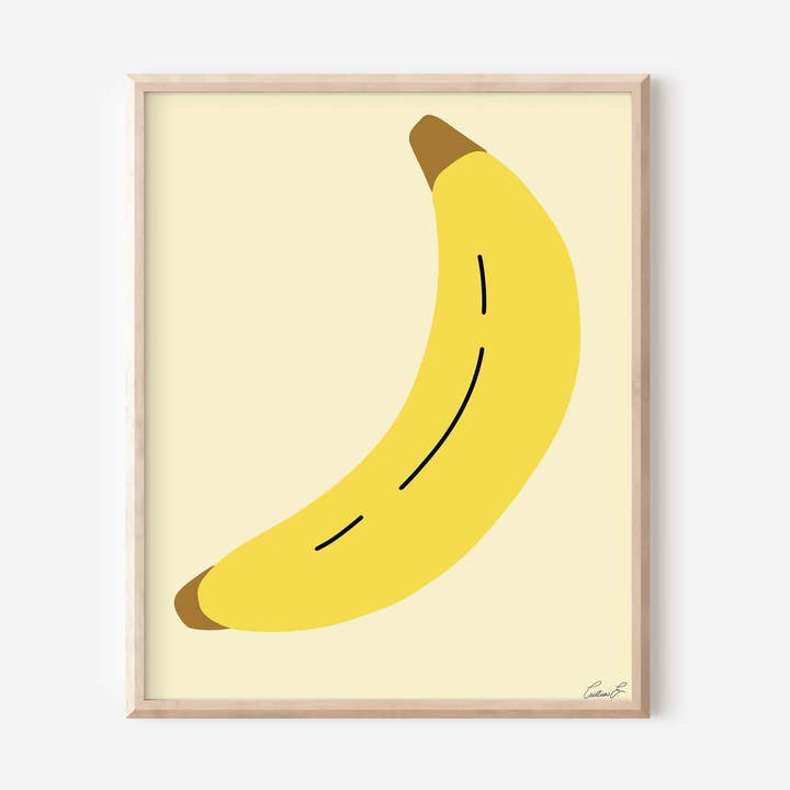 Impresión artística de plátano con estampado de frutas | Arte de pared para guardería infantil para venta al por mayor de Monstera Monday Shop