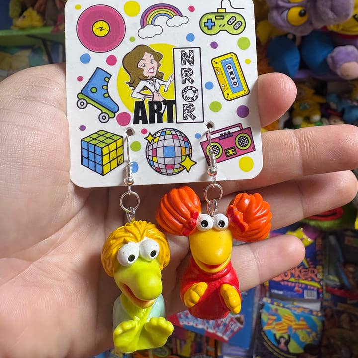 NO RHYME OR REASON ART - Wholesale Dangle Earrings - Muppets - Fraggle Rock - Red, Wembley Fraggle Earrings - 80s0