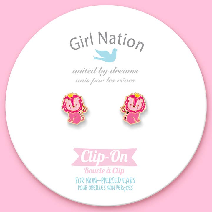 Girl Nation - Wholesale Earrings - Kids - CLIP ON Cutie Earrings- Little Lion King