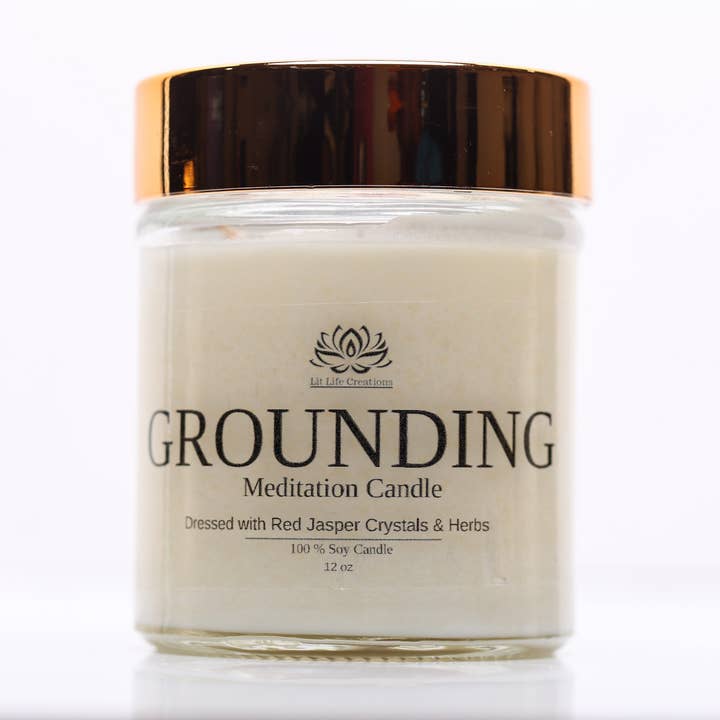 Grounding 12oz Meditation Candle for wholesale by Lit Life Creations