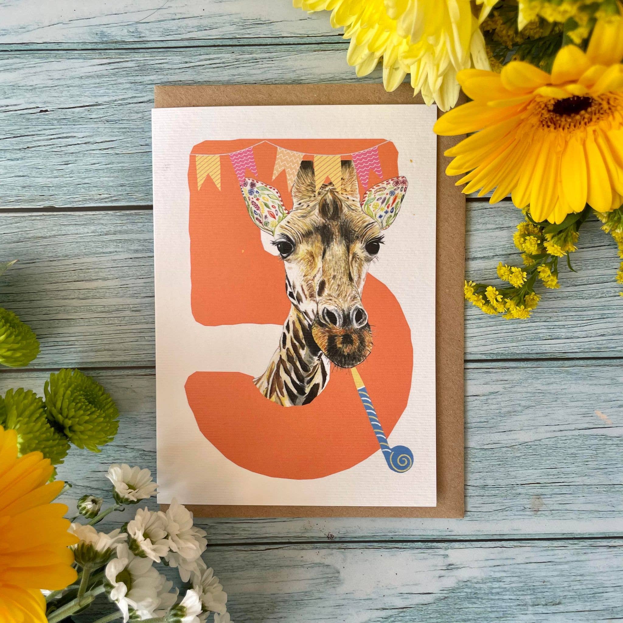 Jen Winnett Eco Artist - Wholesale Birthday Card - Number 5 Children's Birthday Card
