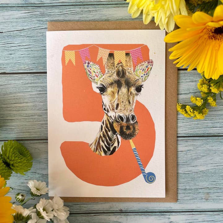 Jen Winnett Eco Artist - Wholesale Birthday Card - Number 5 Children's Birthday Card0