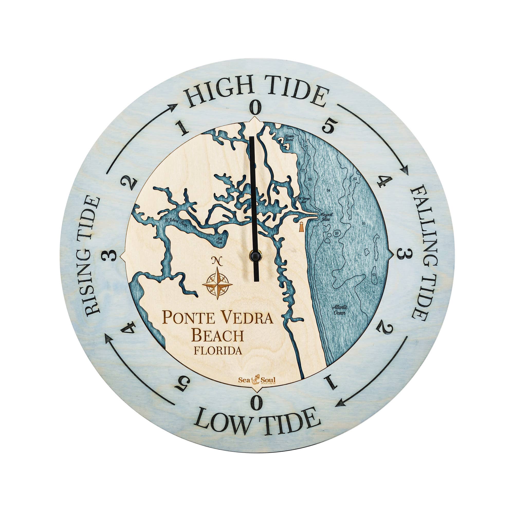 Sea & Soul Nautical Chart Art - Wholesale Wall Clock - Florida East Coast Nautical Chart Tide Clock-Many Locations131