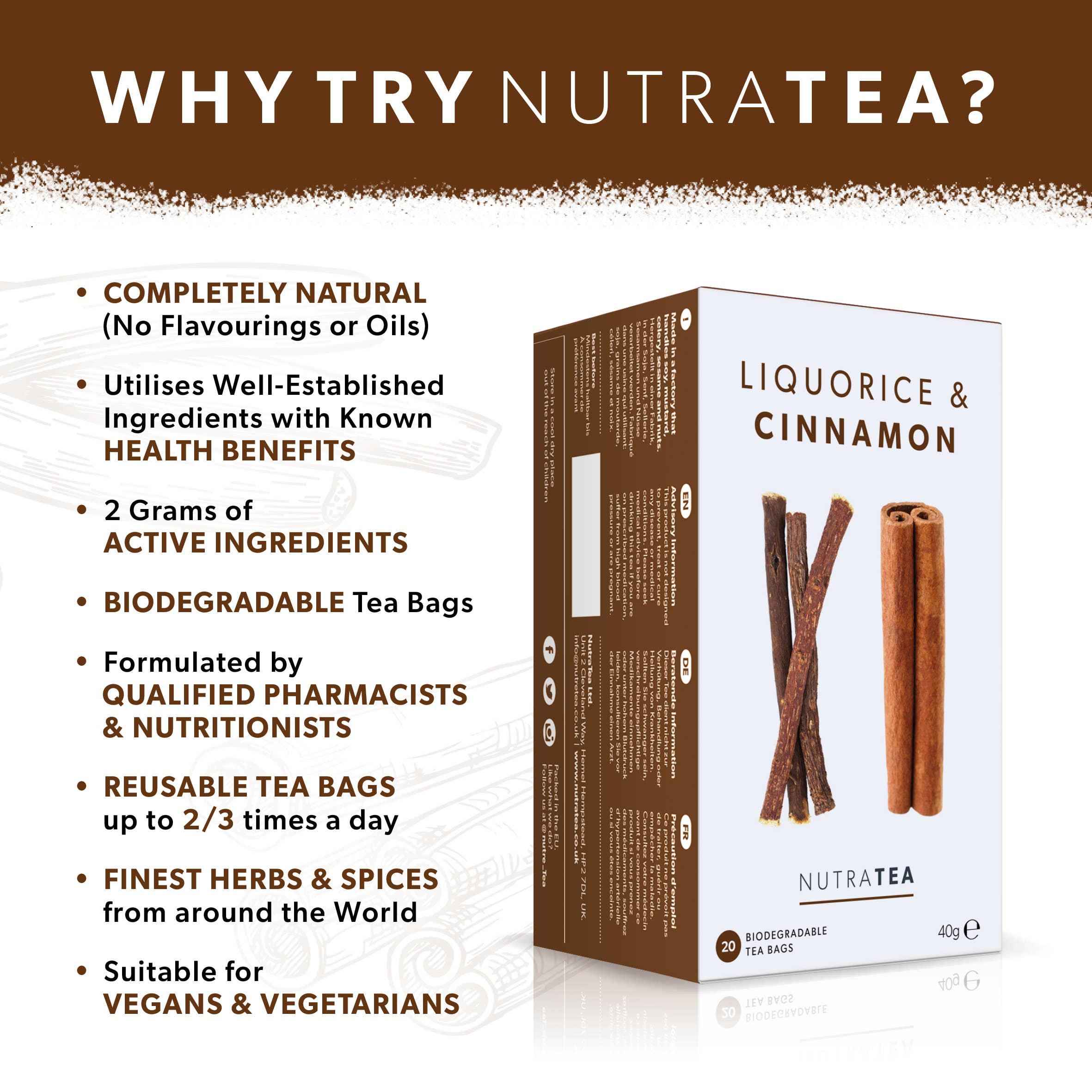 NutraTea - Wholesale Health/Detox Tea - Liquorice & Cinnamon Herbal Tea2