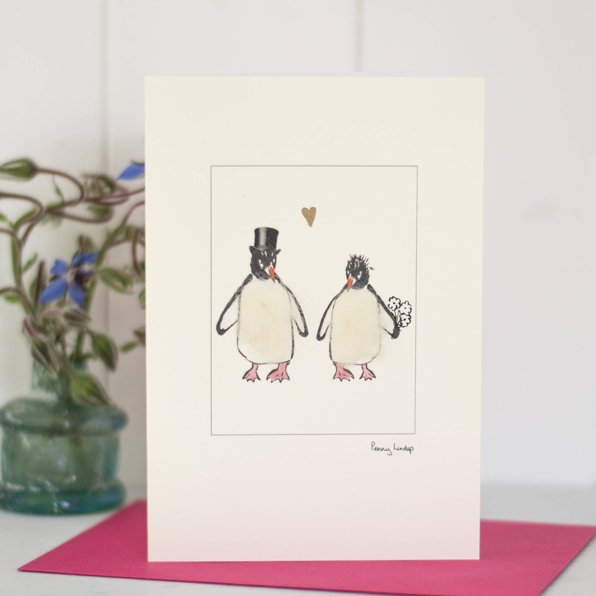 Papersheep UK - Vendita all'ingrosso Biglietti d'amore - Biglietto d'amore con due pinguini, biglietto per matrimonio, biglietto di anniversario0