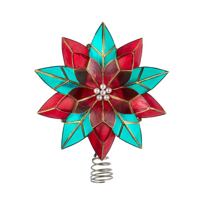 9.5" 10L 10PT CAPZ POINSETA TREE TOPPER for wholesale by Kurt S. Adler, Inc.
