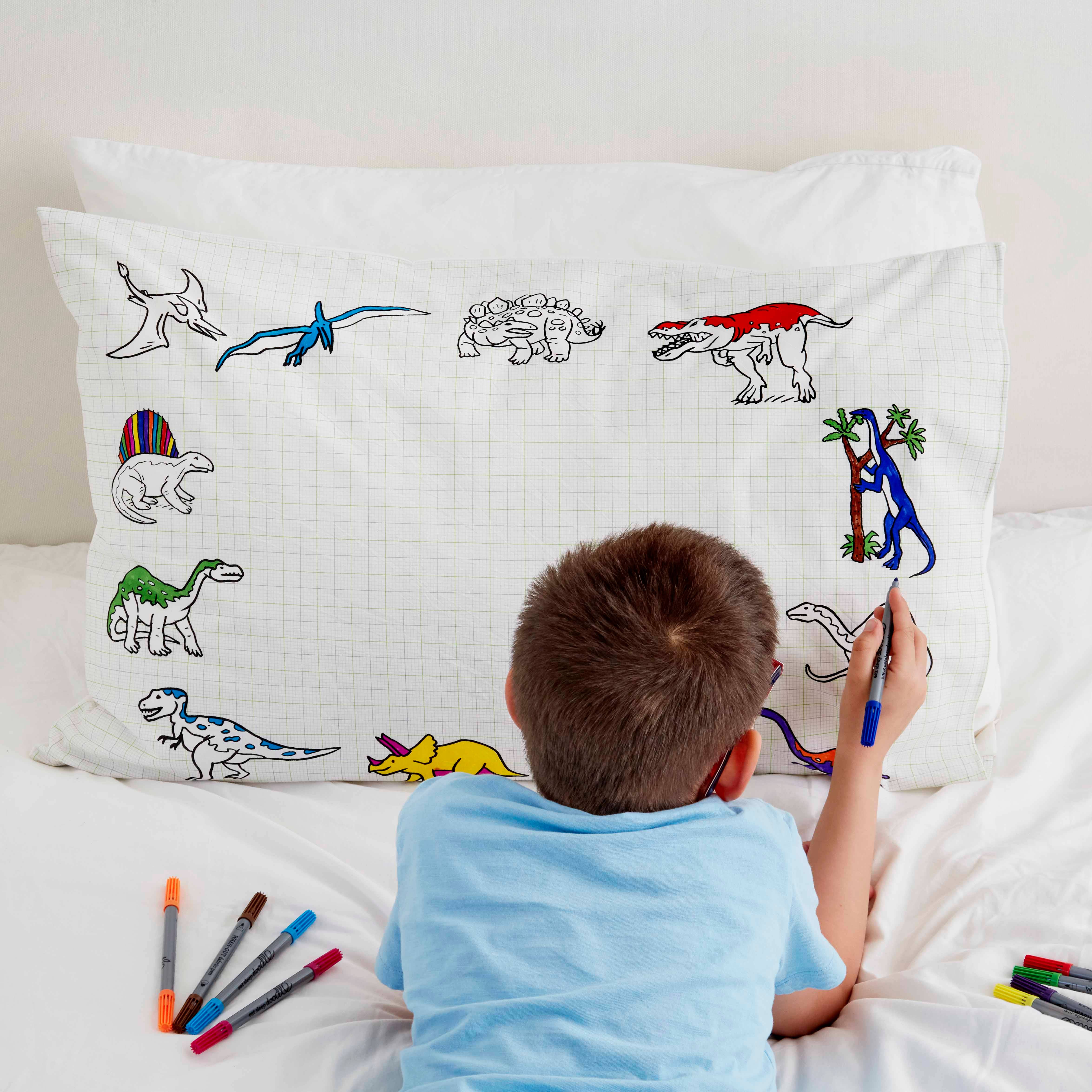 eatsleepdoodle - UK - Wholesale Bedding Pillowcase/Sham - Kids & Baby - Dinosaur Pillowcase - DIY Colouring Kit5