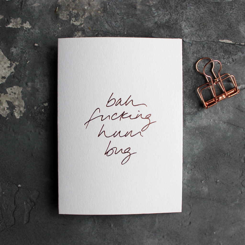 Text From A Friend - Vente Cartes de Noël - Bah Fucking Humbug - Carte déjoué à la main0