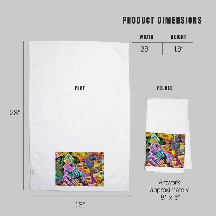 Lantern Press – wholesale Tea towel – ORGANIC TEA TOWEL Amazing Rainbow Bismuth Gemstone Crystals4