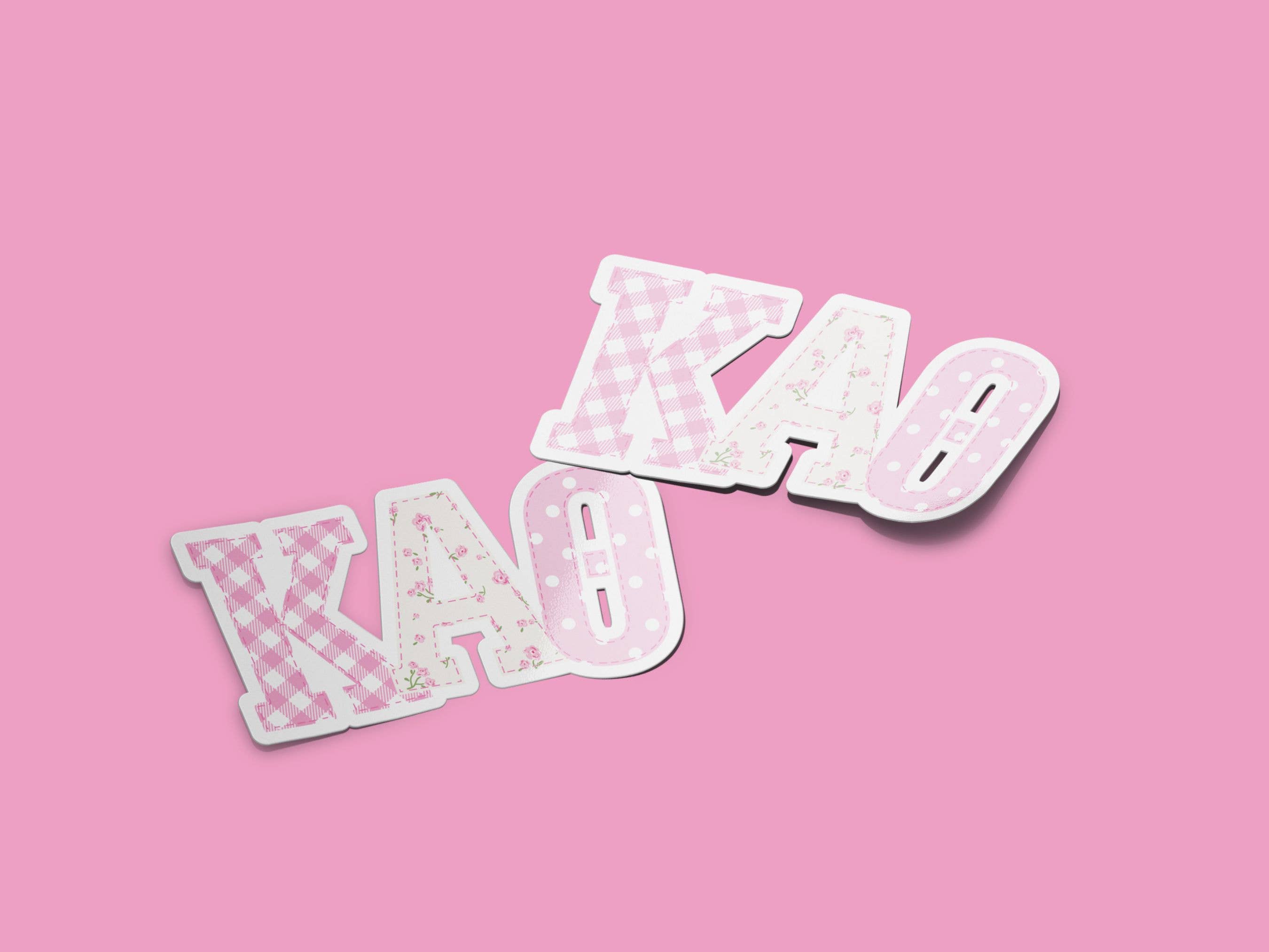 Aspen and Lark - Wholesale Sticker - Kappa Alpha Theta - Large Pink Patchwork Sticker0
