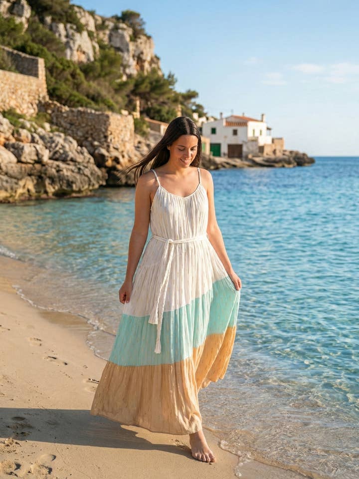 ROBE LONGUE À BRETELLES SALOMON TON BLANC pour la vente par Lula Natura