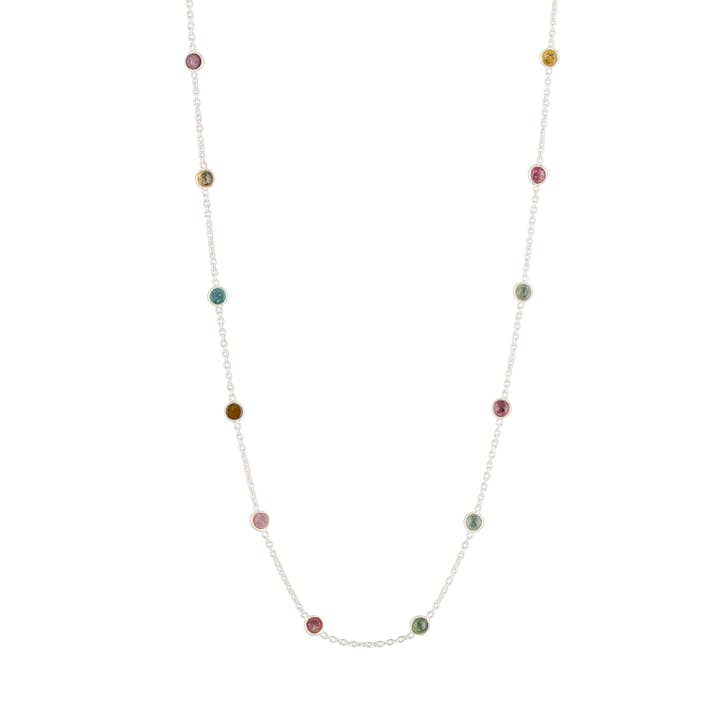 Aeliana, Round Tourmaline Necklace , Sterling Silver for wholesale by Suka Jewelry Store