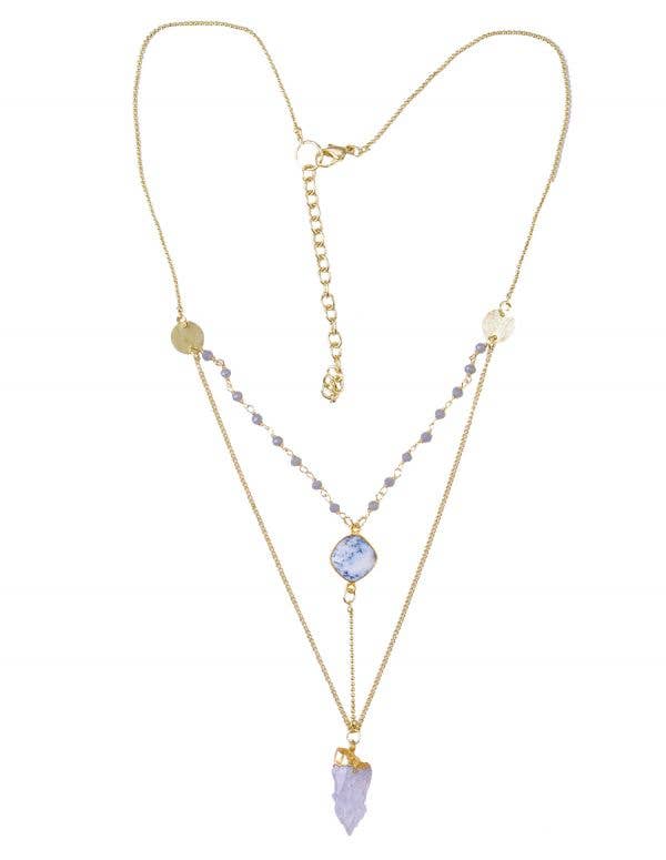 The Collection Royal / Royal Handicrafts - Wholesale Pendant/Charm Necklace - Faceted Beads Goldtone Pendant Necklace - Boho-Inspired0