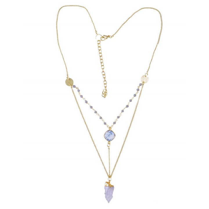 The Collection Royal / Royal Handicrafts - Wholesale Pendant/Charm Necklace - Faceted Beads Goldtone Pendant Necklace - Boho-Inspired