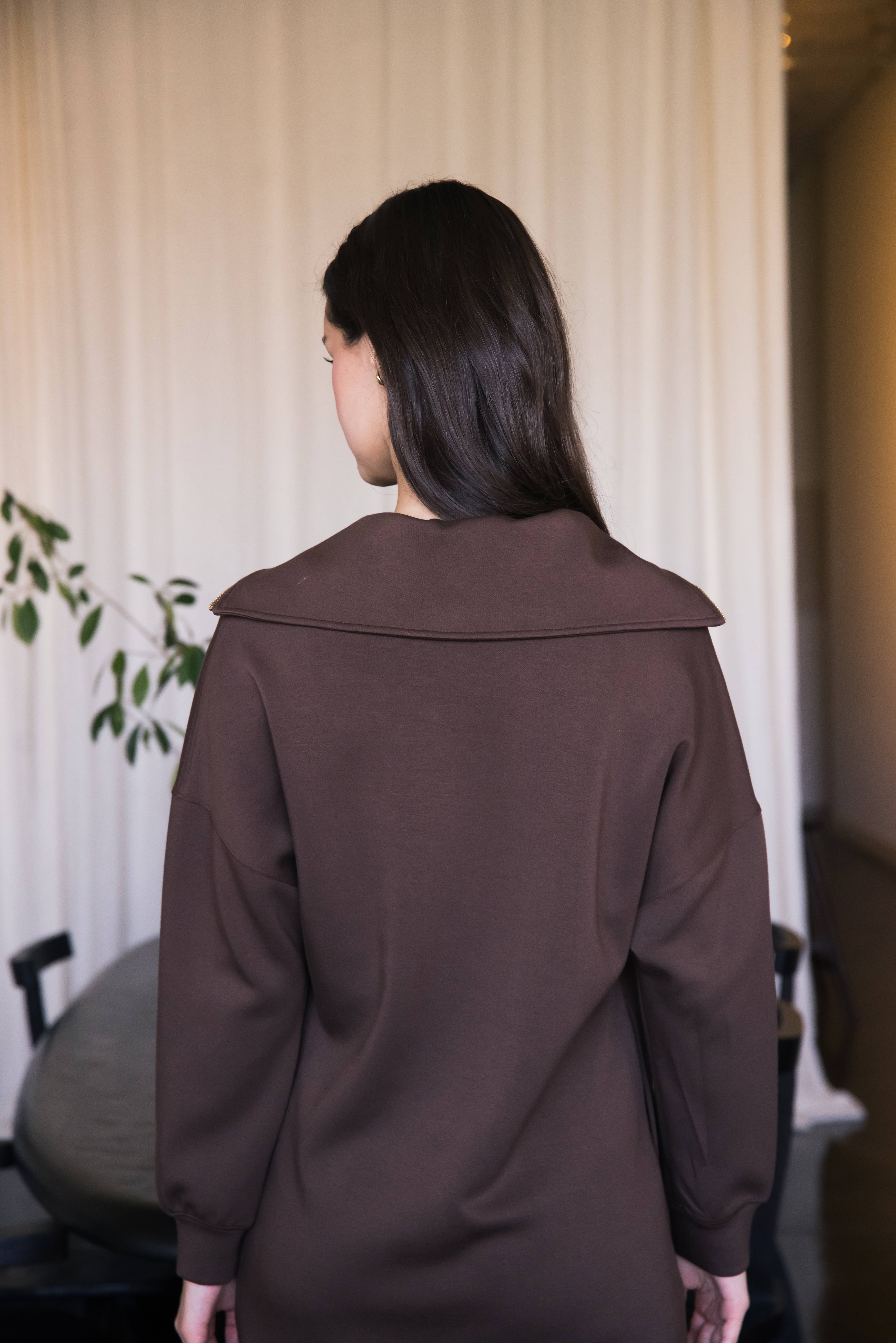 P. CILL - Wholesale Dress - Women's - P. CILL Butter Modal Quarter Zip Up Long Sleeve Dress20