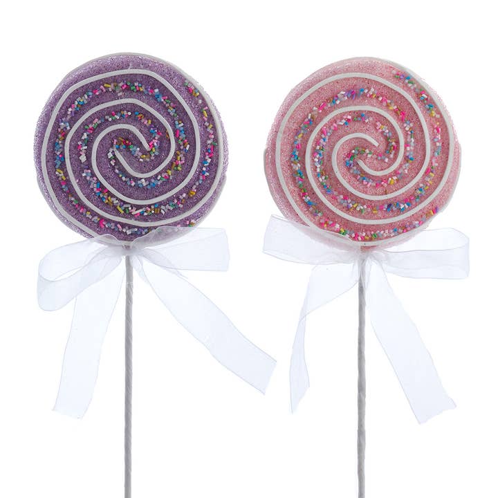 Kurt S. Adler, Inc. - Wholesale Lollipop - 13.75"PINK/PURPLE LOLLIPOP PICK 2/A