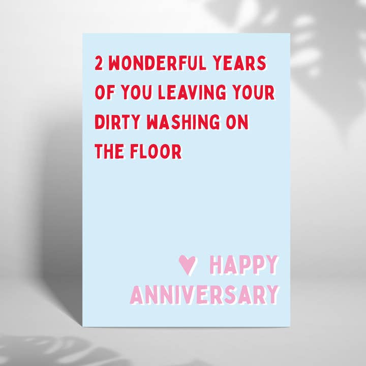 2 Wonderful Years 5x7 Anniversary Card for wholesale by Laura Lonsdale