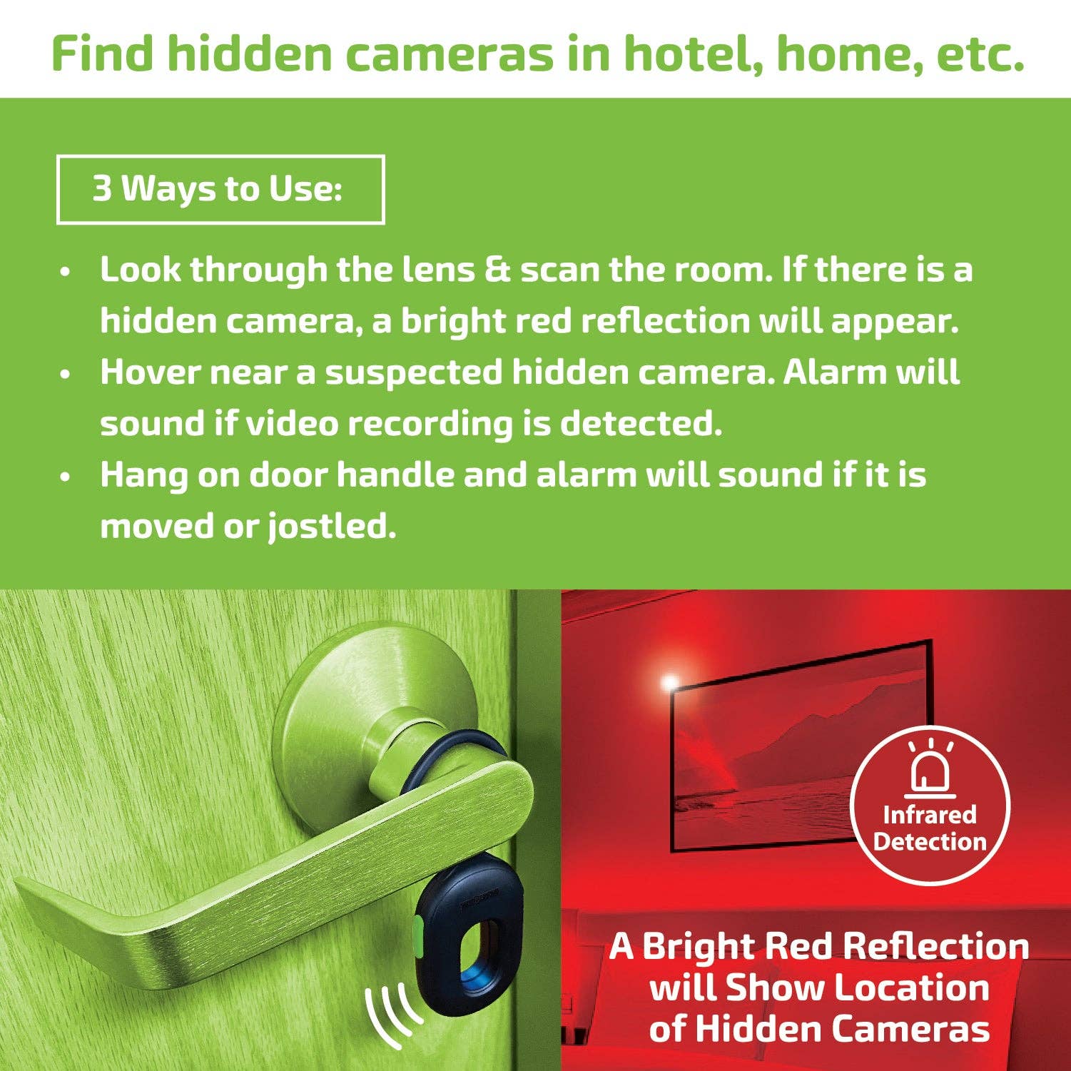 Novelty Brands - Wholesale Retailer Display - Home & Living - Gadget Gear Camera Detector Door Alarm Boxed - 6/Display2