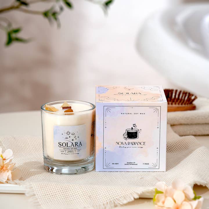Nova Radiance Co. - Wholesale Jar/Filled Candle - Crystal-infused Candle (7.7oz) | Solara 9