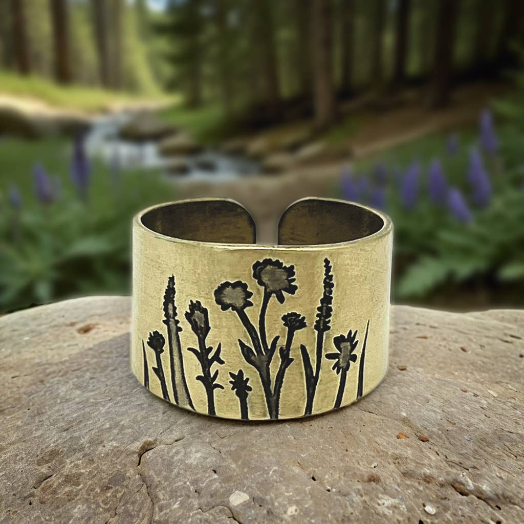 Daphne Lorna - Wholesale Cocktail/Statement Ring - Wildflowers Adjustable Ring- Flower Ring in silver or brass1