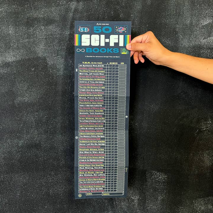 Free Period Press - Wholesale Bookmark - 50 Sci-Fi Books: A Checklist for Adventures in Time & Space2