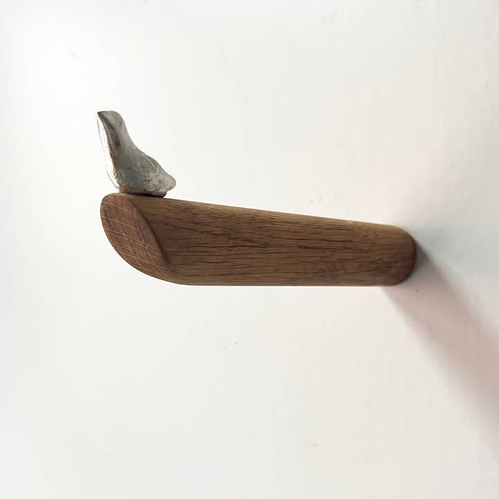 Formpoet – wholesale Wall hook – Bird - Coat Hook made of Oak Wood and Tin 130mm