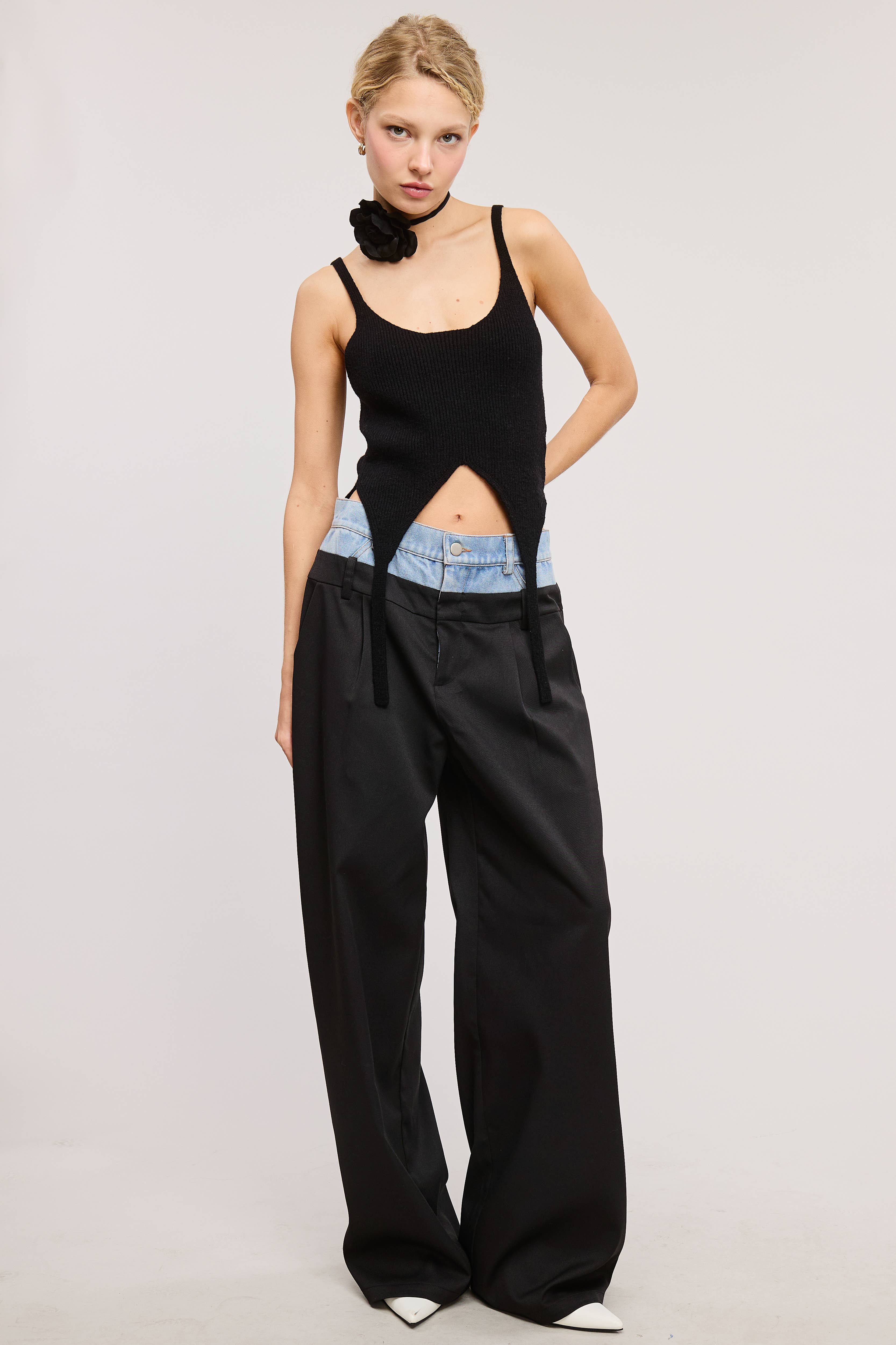 Mimosa - Vente Pantalon – femme - Pantalon large à taille contrastée en denim12