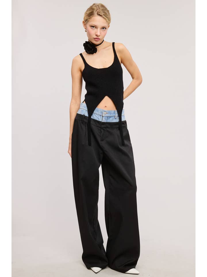 Mimosa - Vente Pantalon – femme - Pantalon large à taille contrastée en denim12