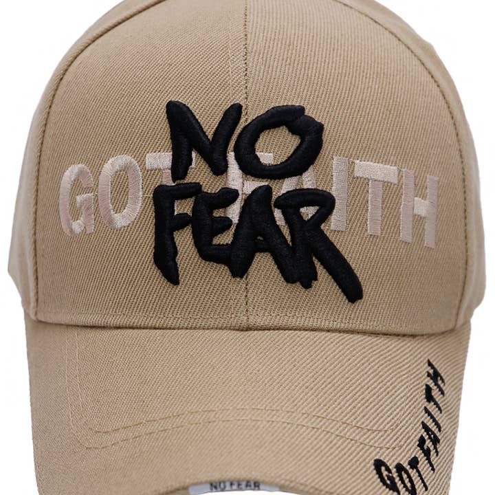 Cap Zone - Wholesale Baseball Cap - Unisex - No Fear Got Faith Twill Velcro Back Baseball Cap