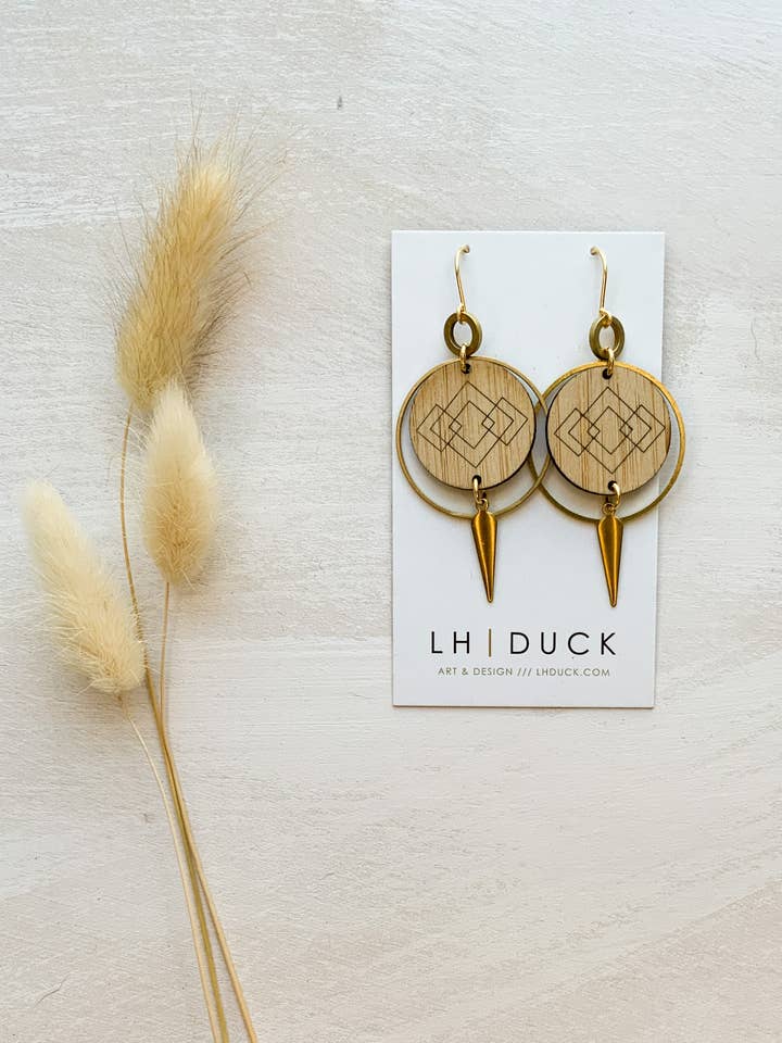 146 oorringen van messing en bamboe met schijf voor wholesale door LHDUCK