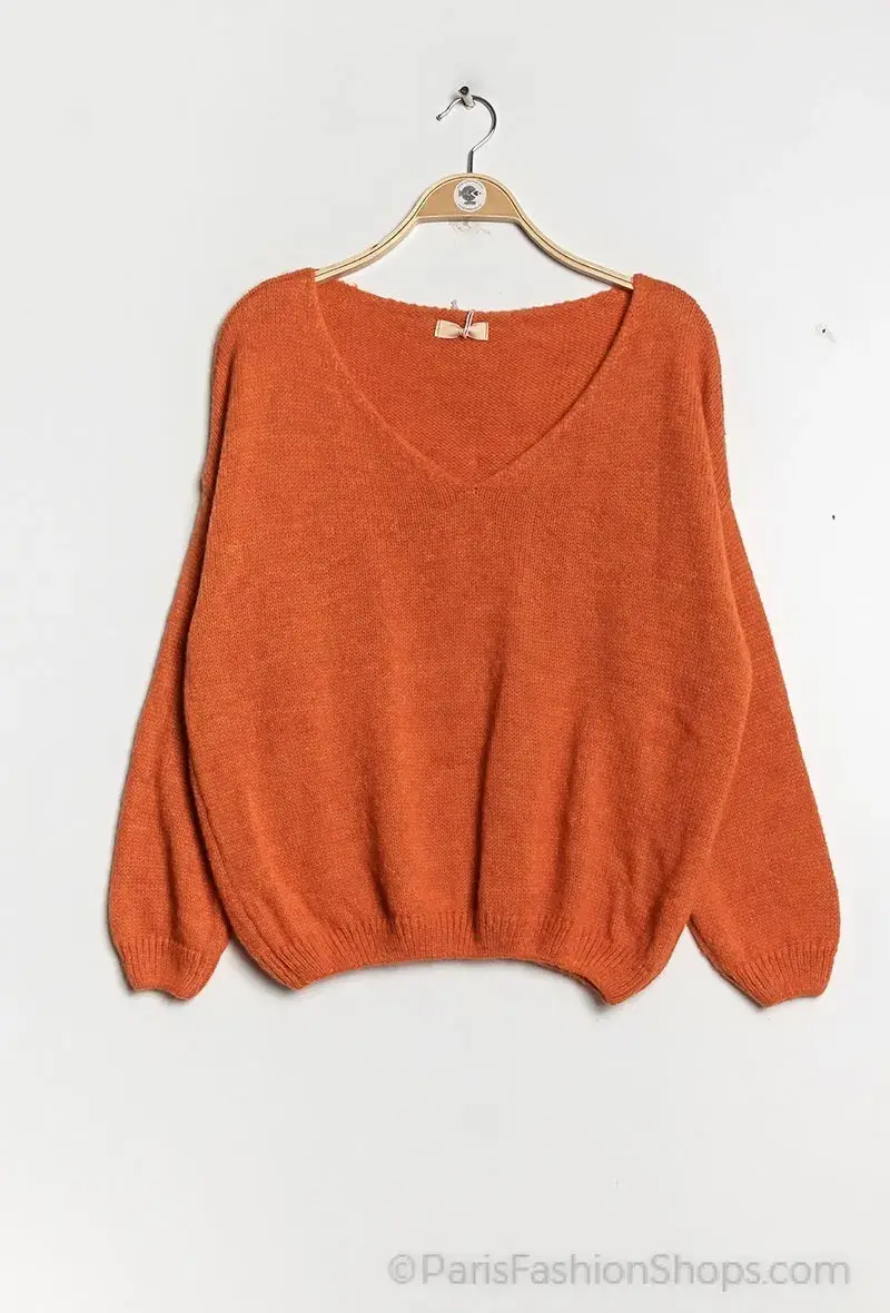 Mimi & Gogo - Vente Pull en maille – femme - Pull uni basique @20127_uni11