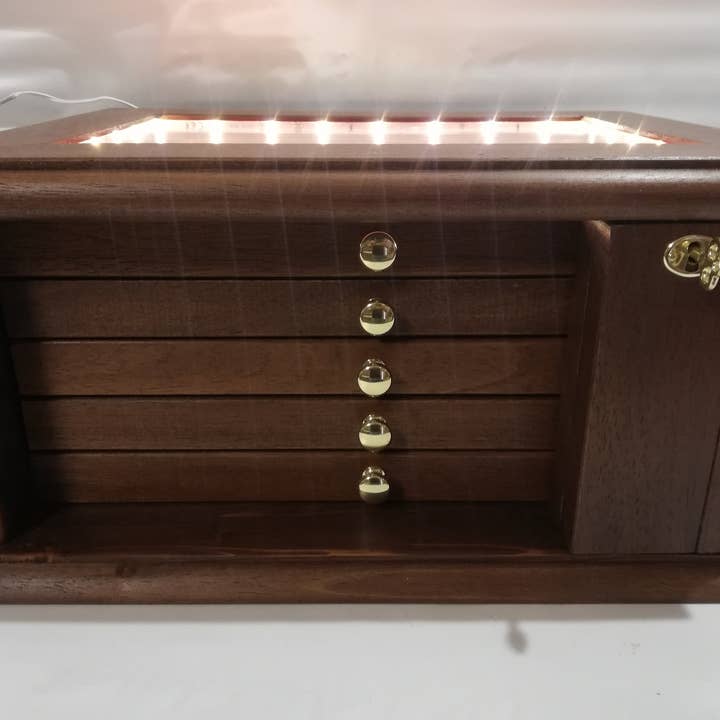 Coin holder LED® medal holder in real wood color for wholesale by Coins&More