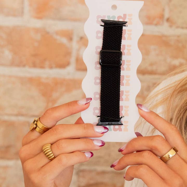 Shop Andi - Wholesale Watch Band/Strap - Unisex - Black Thick Weaved Adjustable Elastic Watch Band