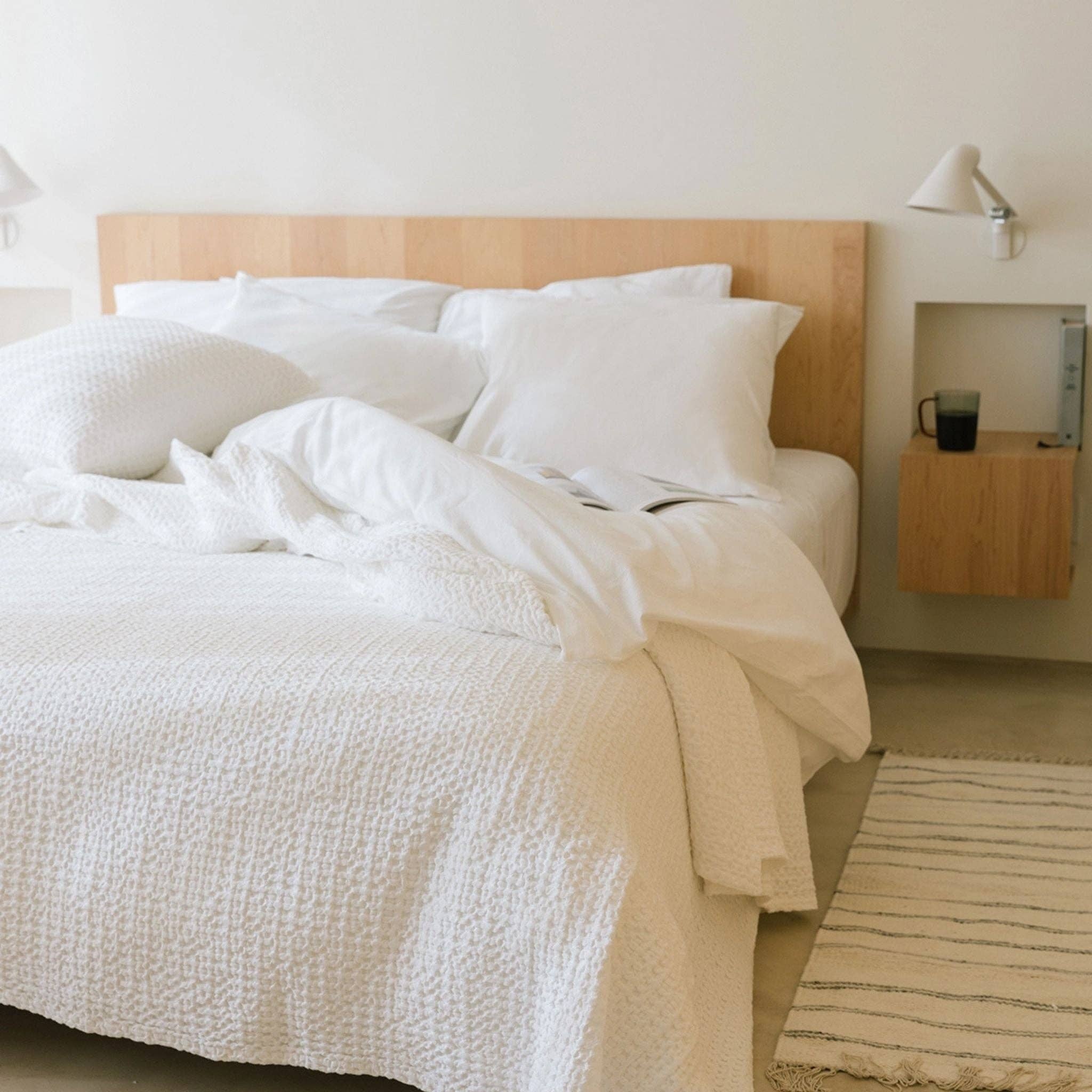 Torres Novas - Wholesale Bedding Blanket - White Santa Luzia Waffle Bedspreads7