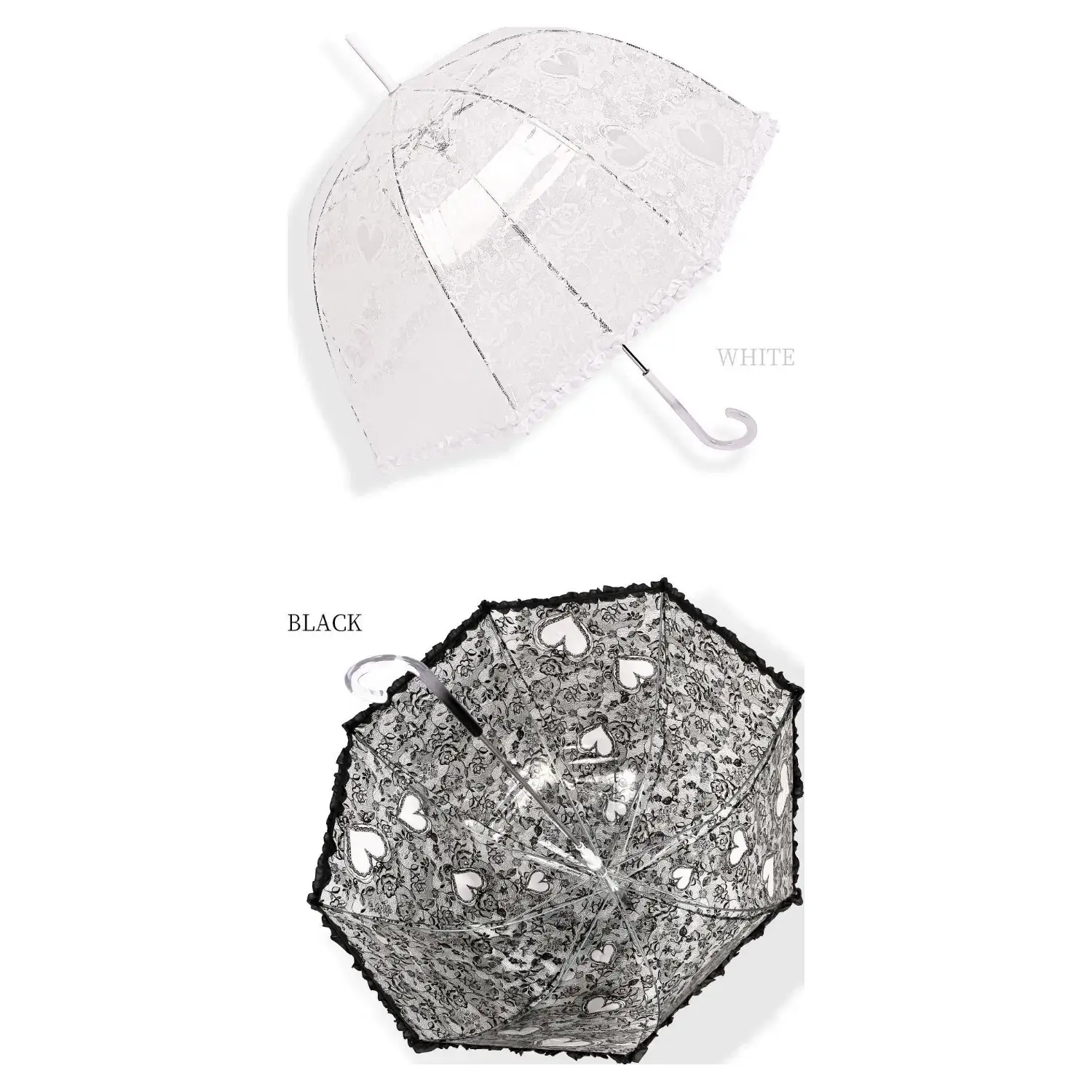 Superbia – wholesale Umbrella – Women's – Dome Shape  Frill Lace Print Plastic Long Stick Umbrella3