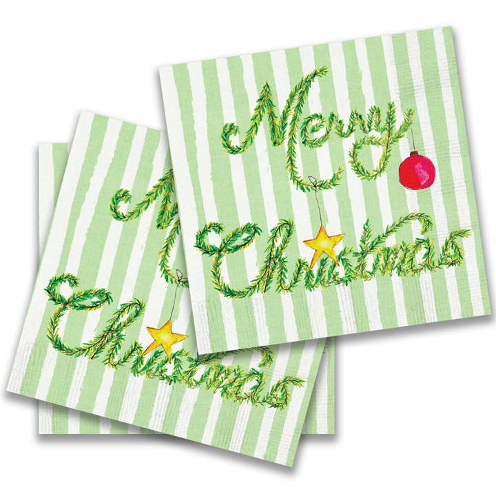 French Graffiti - Wholesale Disposable napkin - Merry Christmas Garland Cocktail Napkin1
