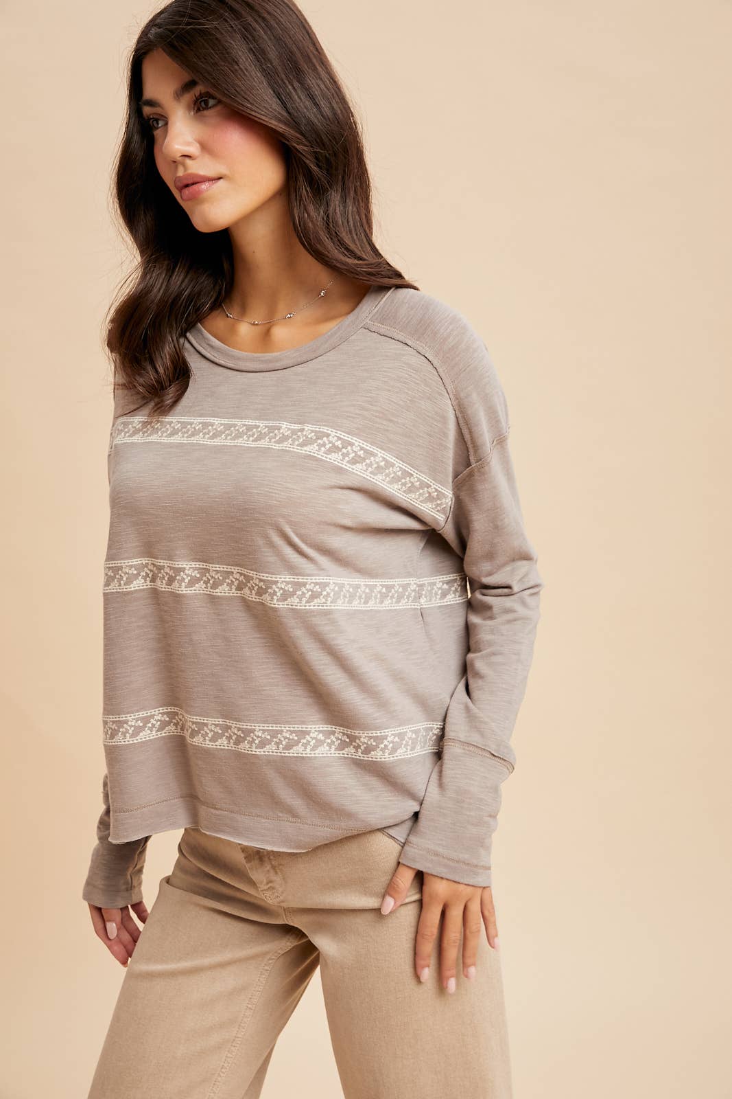 In Loom - Wholesale Blouse - Women's - FLORAL EMBROIDERY STRIPED TEE9