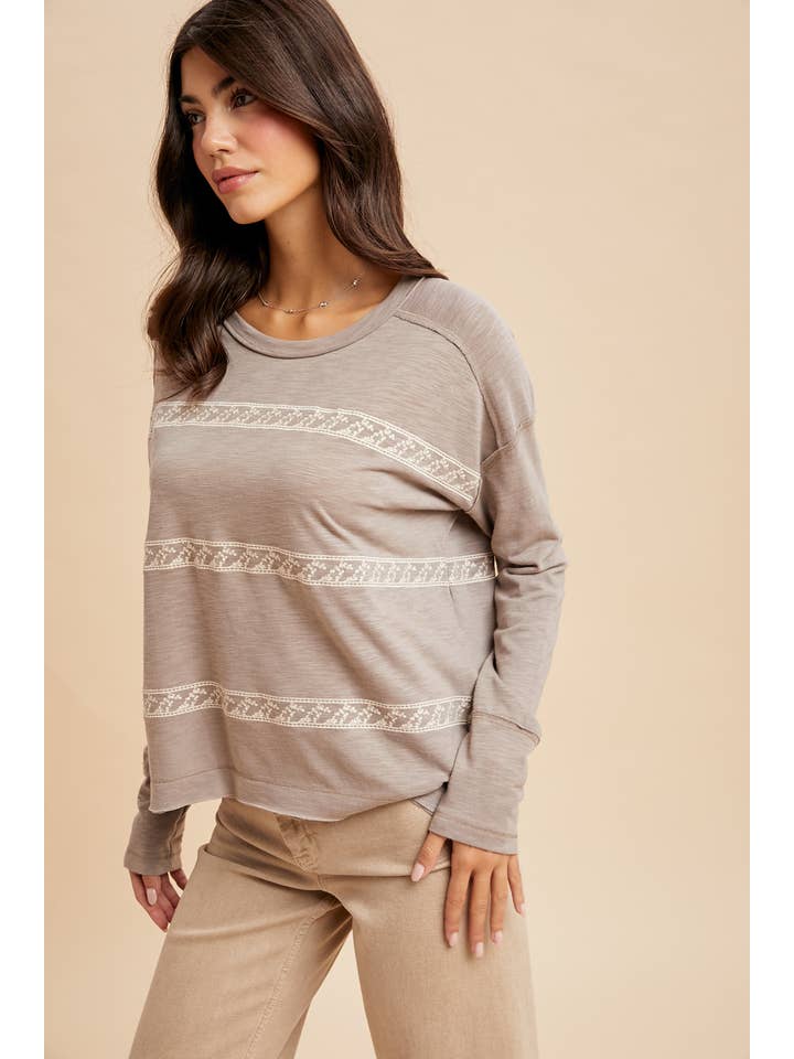 In Loom - Wholesale Blouse - Women's - FLORAL EMBROIDERY STRIPED TEE10