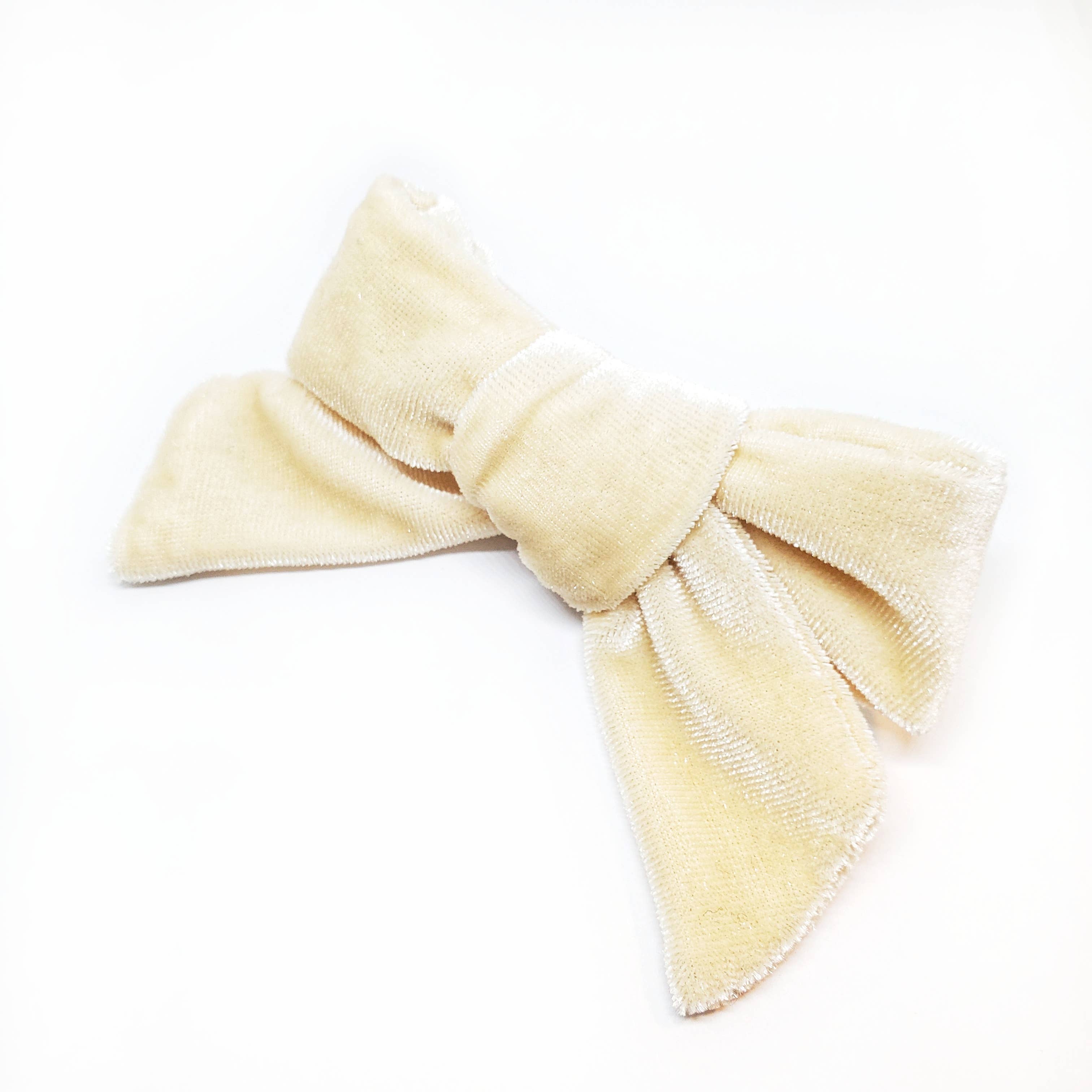 The Tiny Bow Shop - Wholesale Hair Bow - Kids - Cream Velvet Modern Hair Bow2