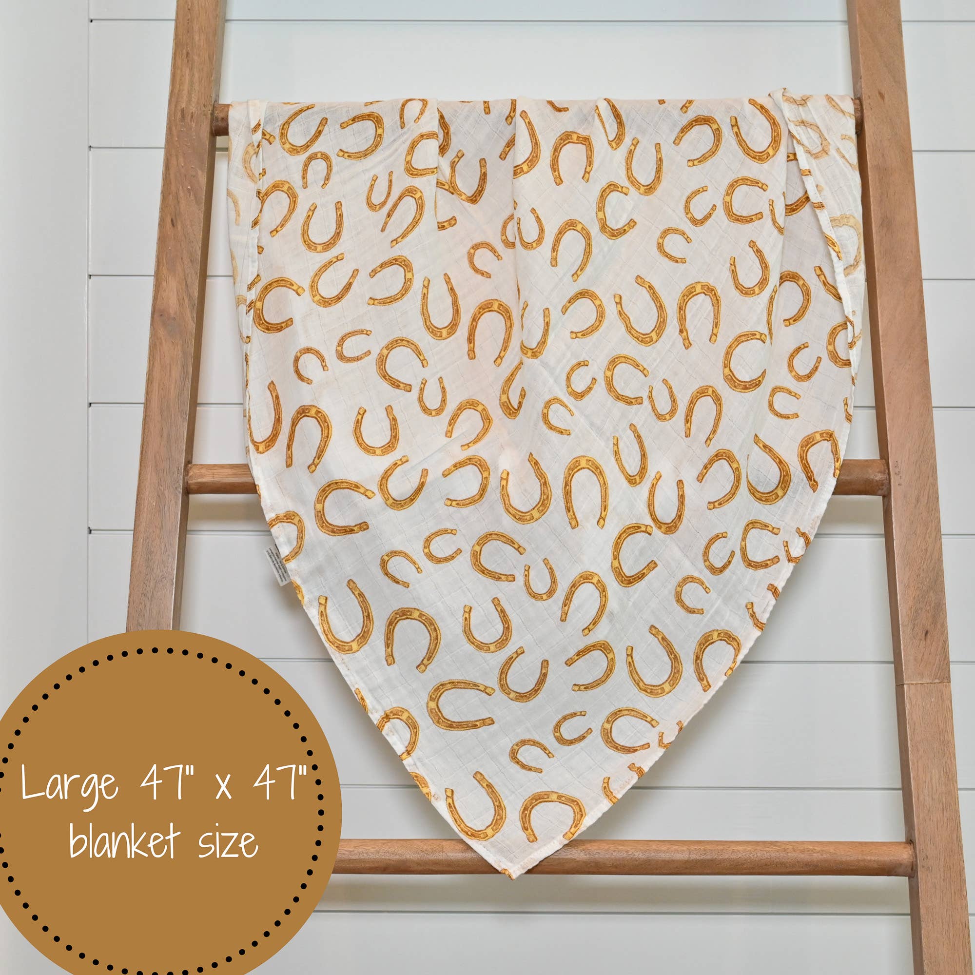 LollyBanks – wholesale Lindning - Baby – LollyBanks muslinfilt med lyckohästsko för baby, mjuk och mysig6