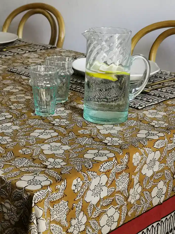 Nayda Diaries – Toalha de mesa por atacado – Toalha de mesa indiana retangular com flores e estampa em bloco Jaisalmer6