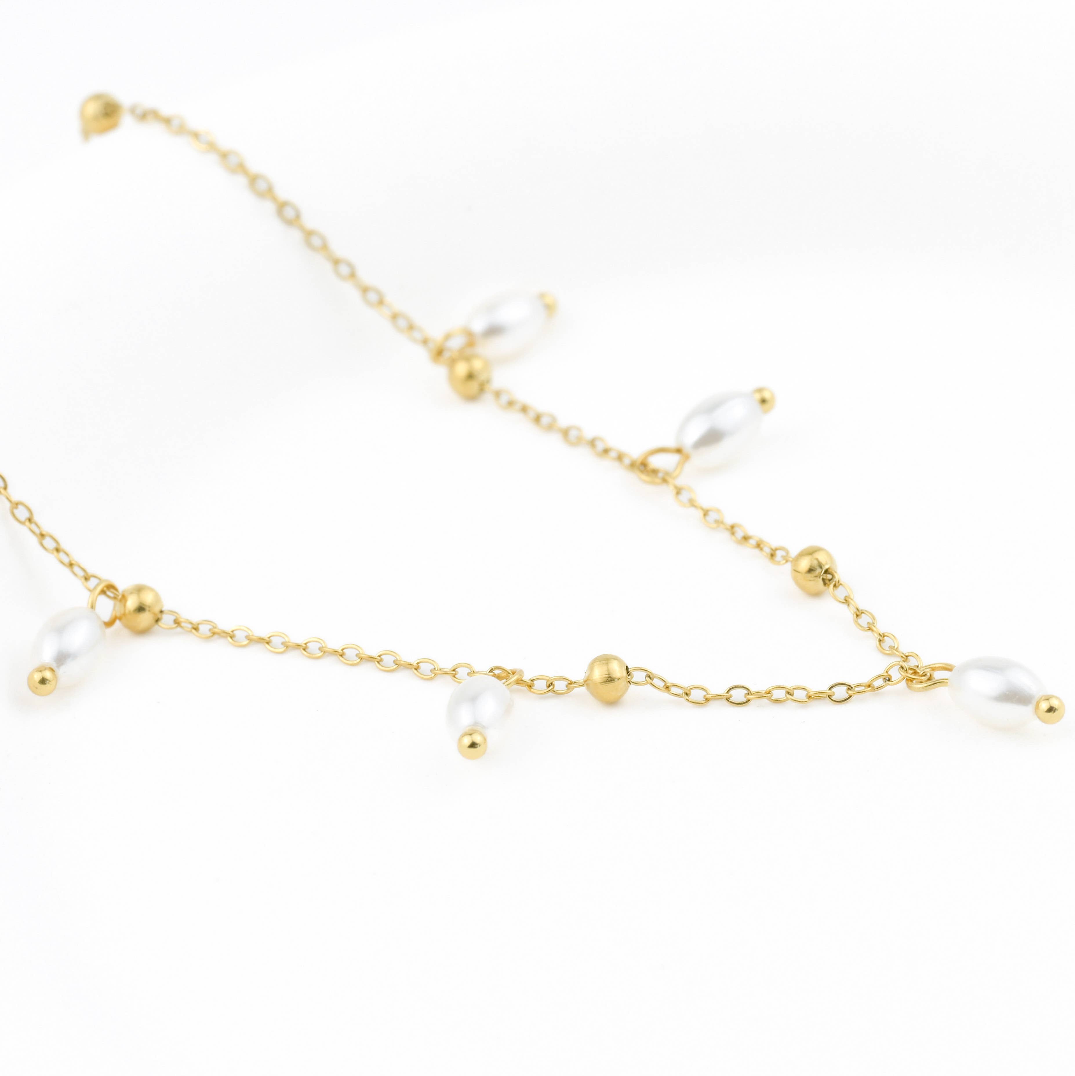 Blueyejewelry - Wholesale Beaded/Pearl Necklace - Gold Pearl Chain Necklaces - Waterproof Assorted Peal Chains11