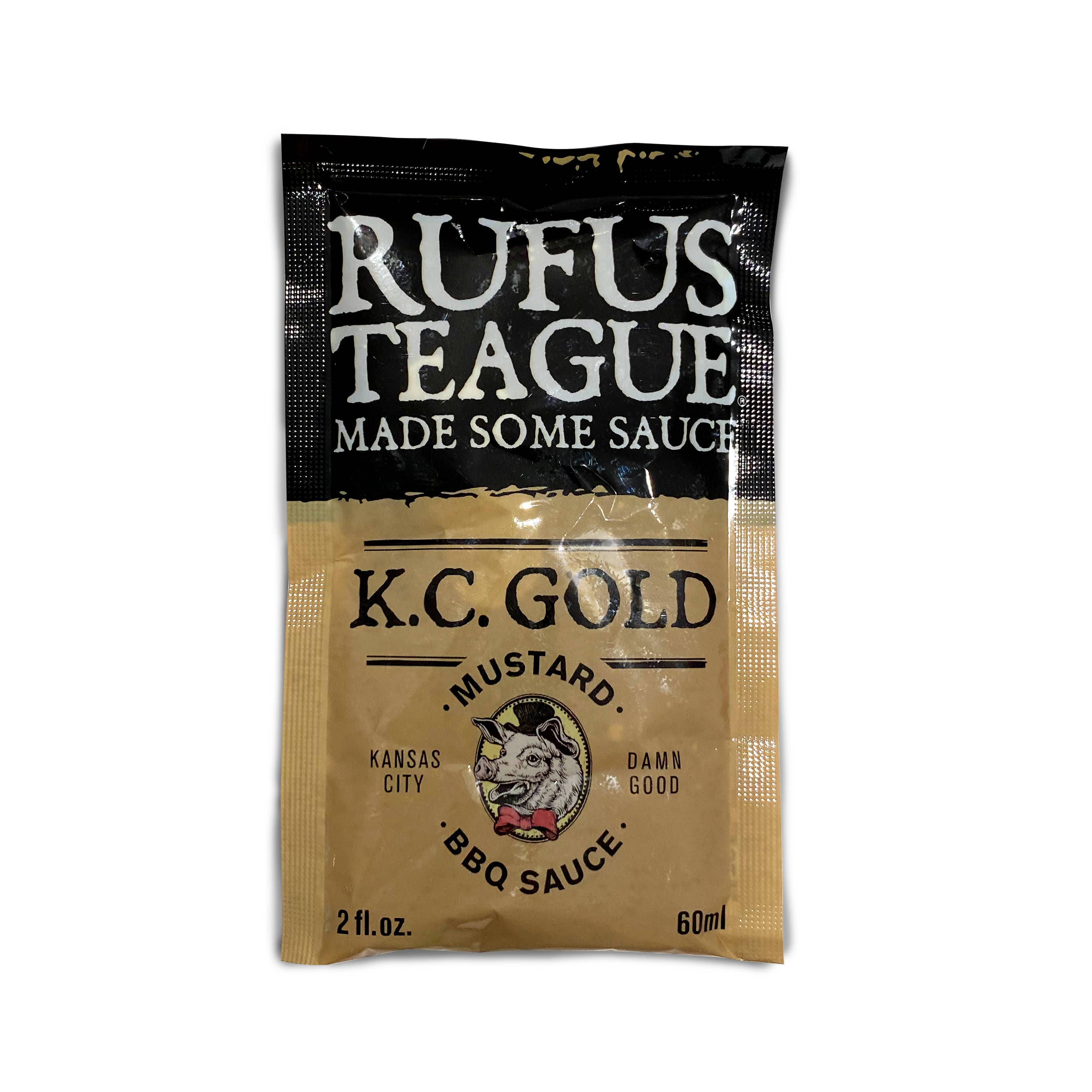 Rufus Teague - Wholesale BBQ Sauce - 2oz Single-Serve Packets - KC Gold Mustard BBQ Sauce