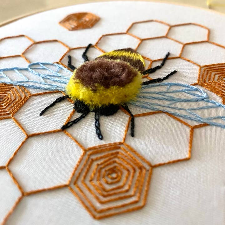 Stitches By Tiff - Wholesale Embroidery/Cross Stitch Supplies - Fuzzy Bumblebee Craft DIY Embroidery Kit4