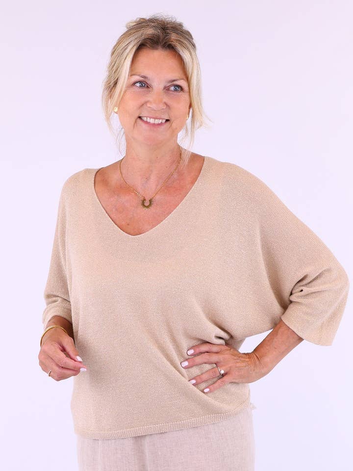 Cadenza Italy Ltd - Vendita all'ingrosso Top in maglia - Donna - Top Scintillante con Scollo a V in Modal Blend11