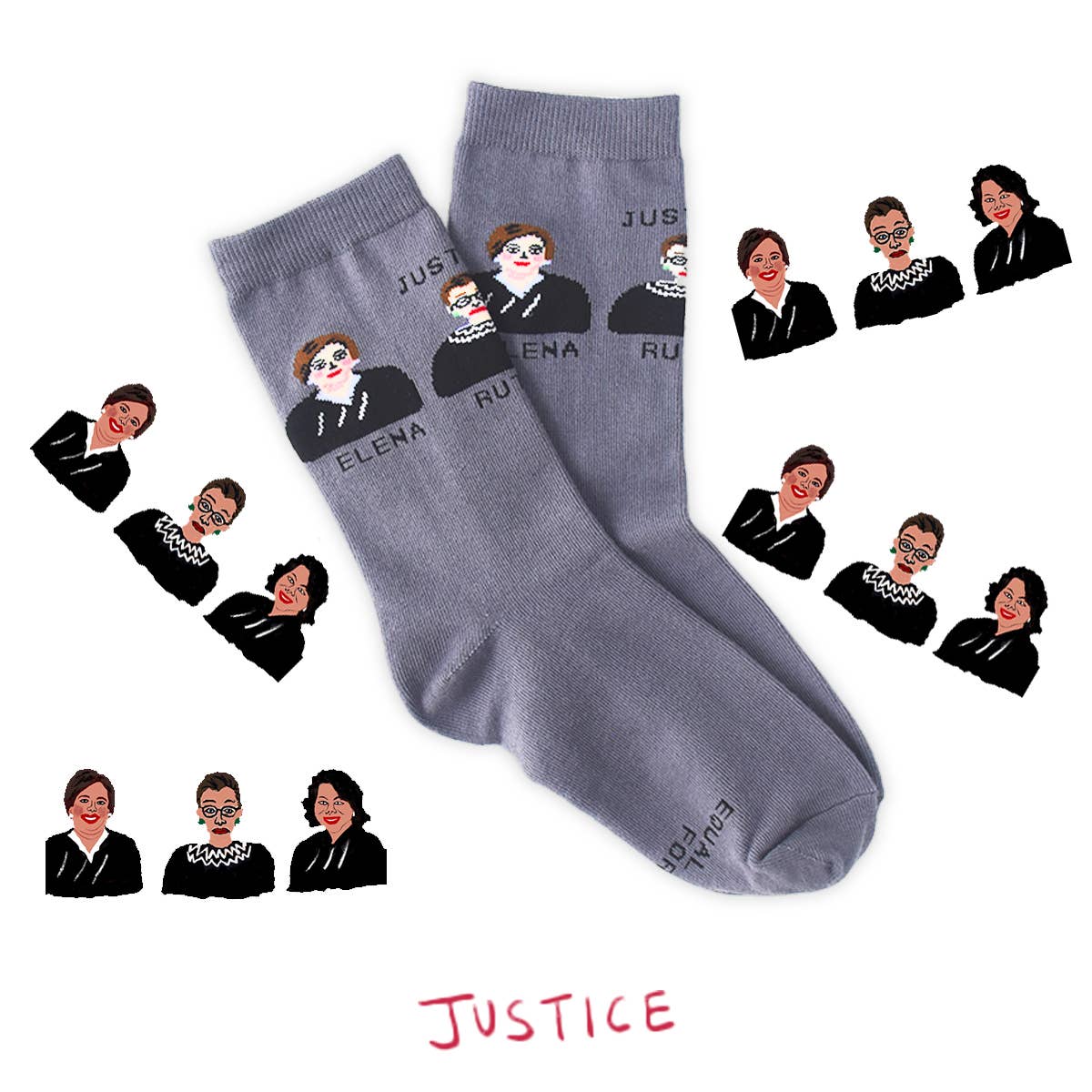Maggie Stern Stitches - Wholesale Socks - Women's - The Supremes (RBG, Kagan, Sotomayor) Crew Socks Medium0